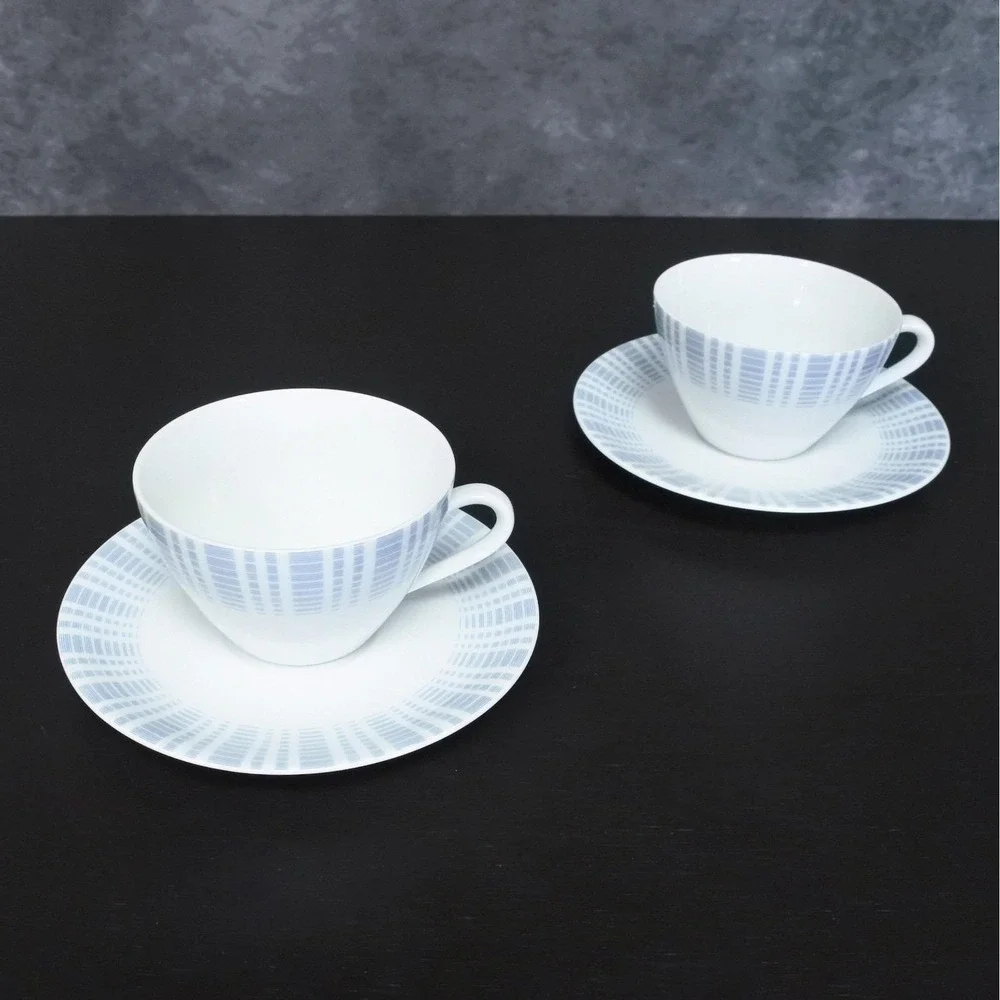 Vintage Seltmann Weiden Porcelain MCM White Blue Coffee Tea Pot Cup Saucer Set